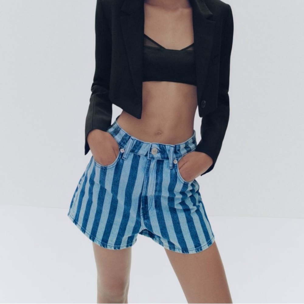 Zara High Waisted Striped Shorts